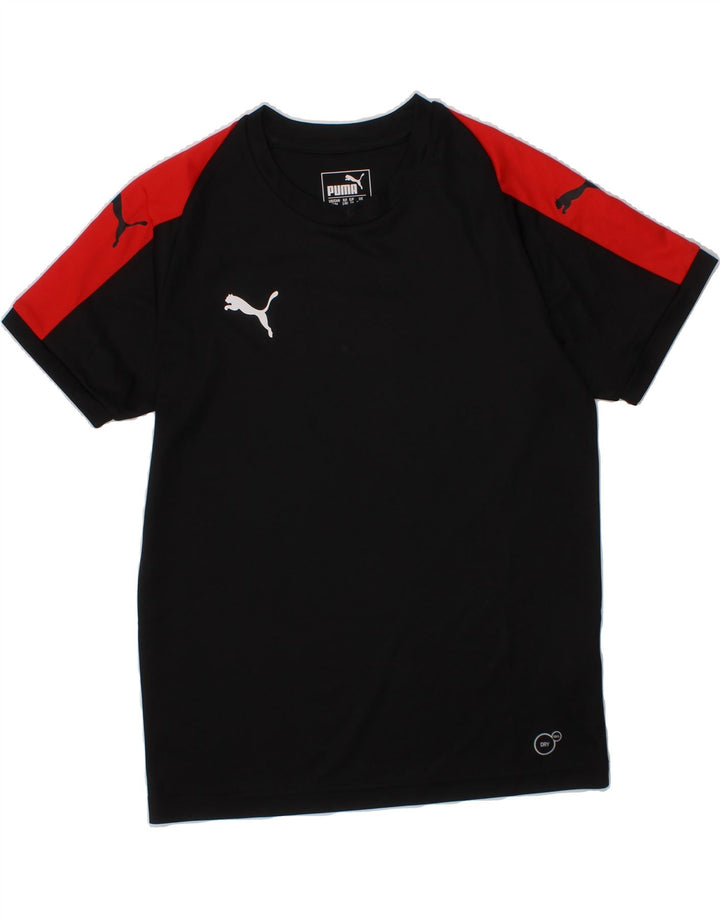 PUMA Boys T-Shirt Top 9-10 Years Black Colourblock Polyester Vintage Puma and Second-Hand Puma from Messina Hembry 