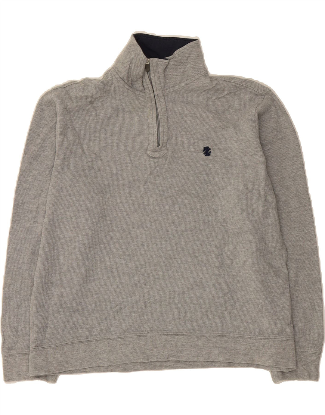 IZOD Mens Zip Neck Sweatshirt Jumper Small Grey Cotton Vintage Izod and Second-Hand Izod from Messina Hembry 
