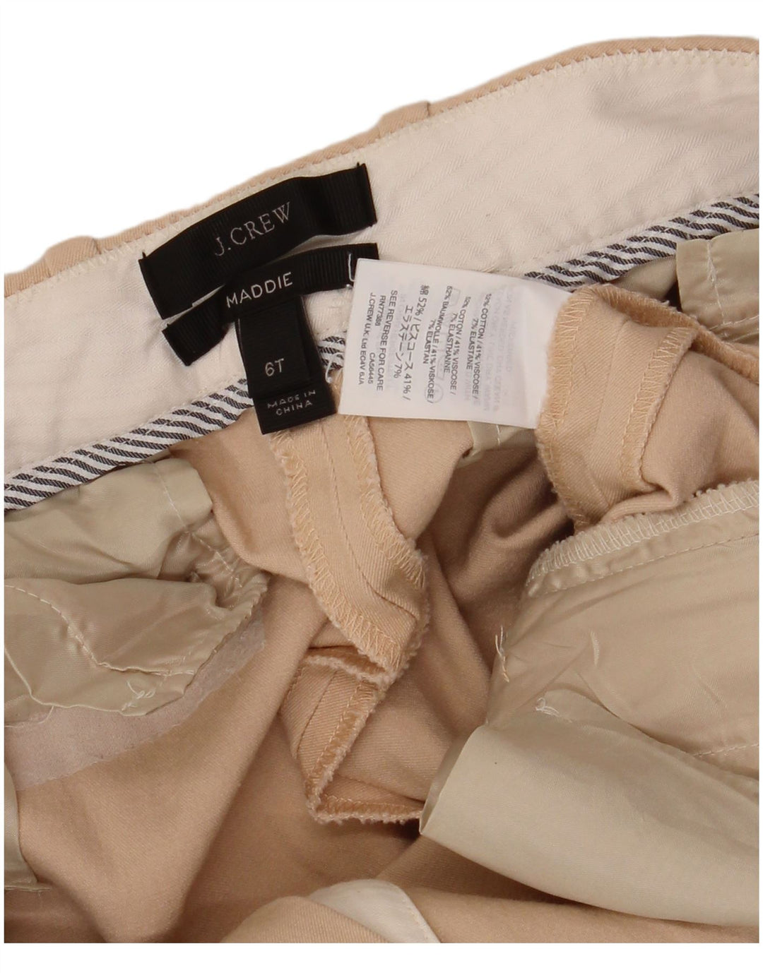 J. CREW Dame Maddie Slim Suit Bukser US 6 Medium W30 L32 Beige Bomuld