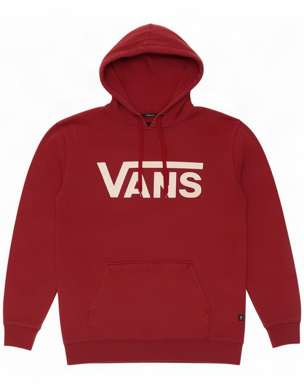 Vans Mens Graphic Hoodie Jumper Medium Burgundy Cotton