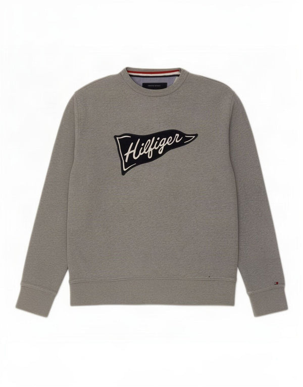 Tommy Hilfiger Herre Vintage Fit Sweatshirt Jumper Large Grå Flecked