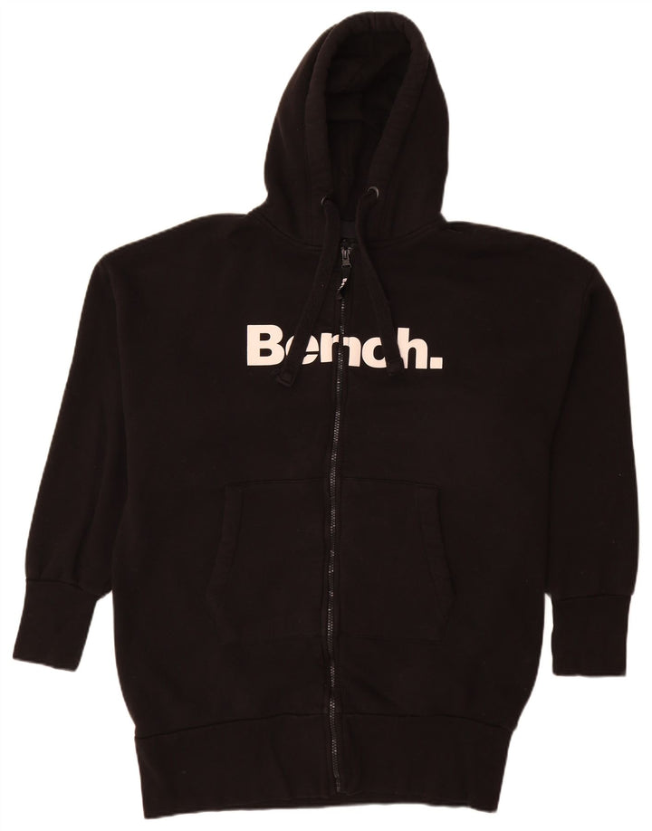 Bænk Dame Grafisk Hættetrøje Sweater UK 12 Medium Sort Bomuld