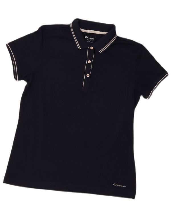 Champion Dame Easy Fit Polo Shirt UK 16 Large Navy Blue Bomuld