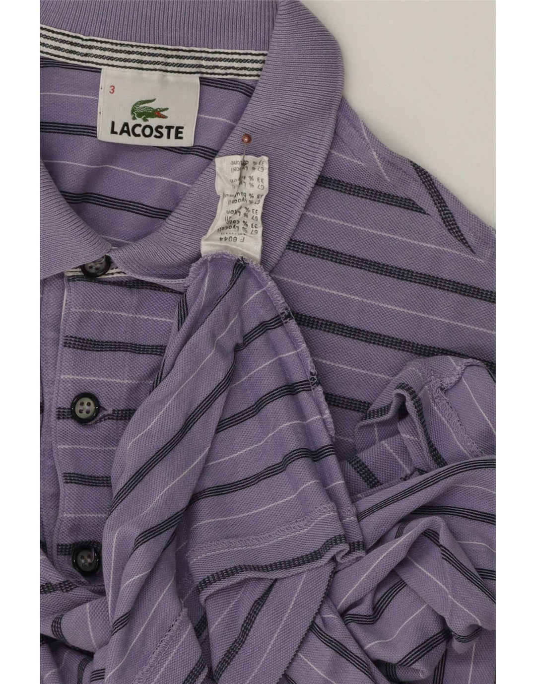 Lacoste Herre Polo Shirt Str. 3 Lille Lilla Stribet Lyocell