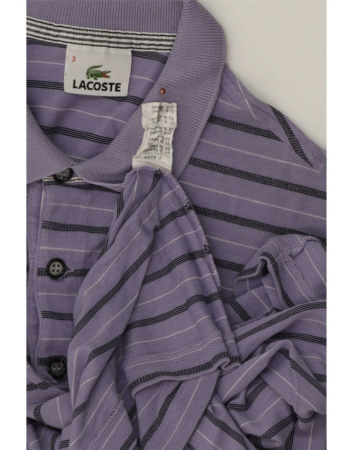 Lacoste Herre Polo Shirt Str. 3 Lille Lilla Stribet Lyocell