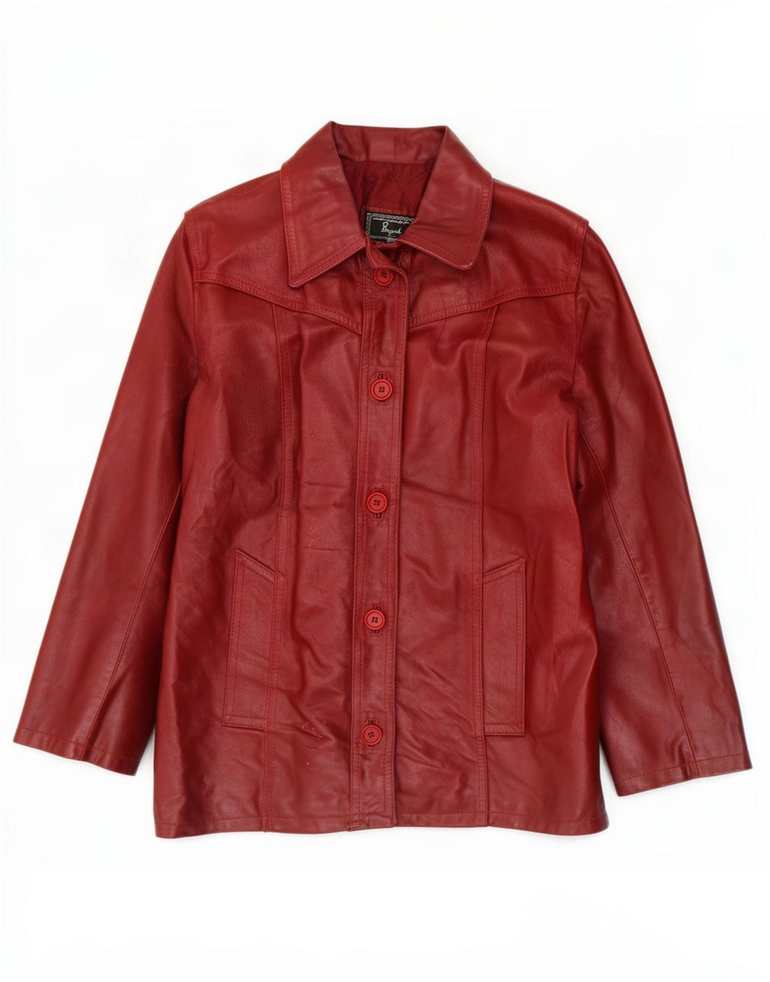 Bayside Dame Læderjakke UK 14 Large Burgundy
