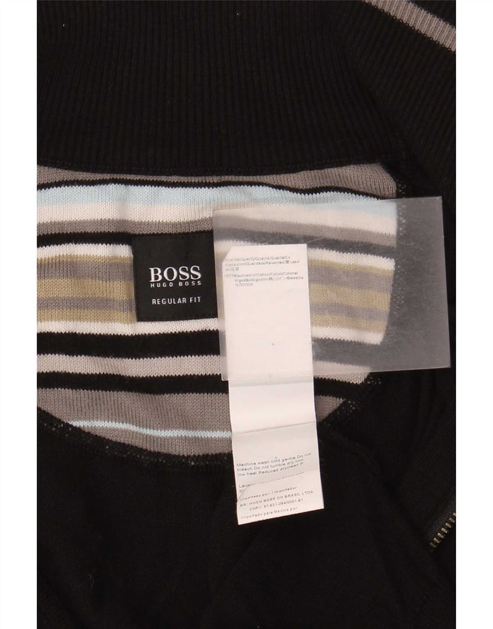 Hugo Boss Herre Regular Fit Cardigan Sweater Stor Sort Bomuld