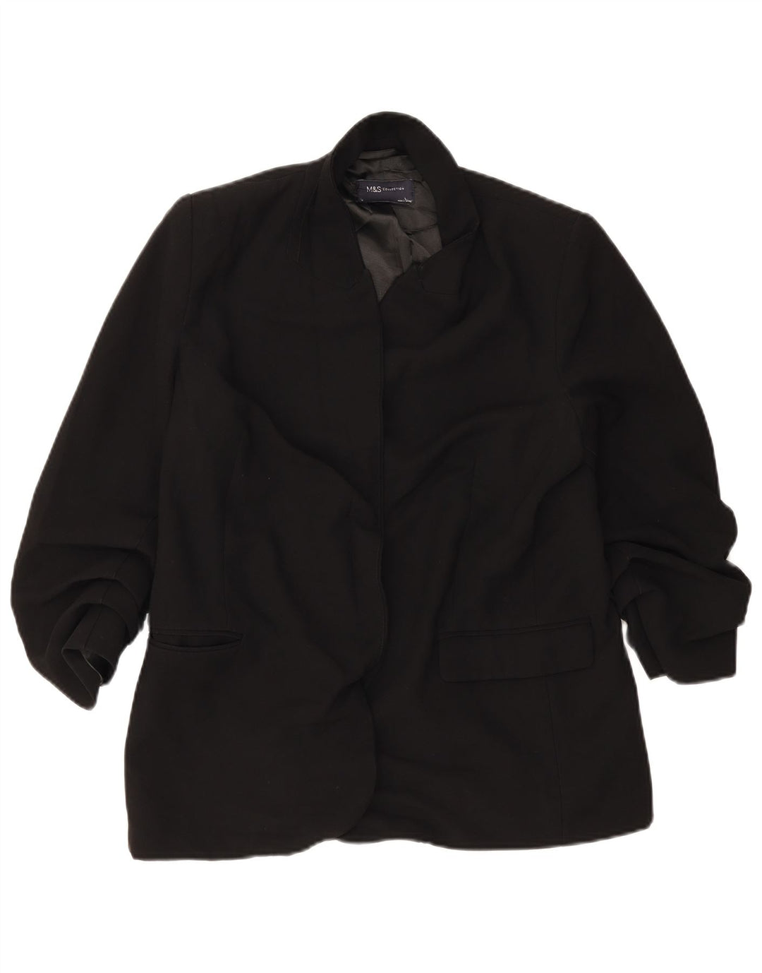 Marks & Spencer Womens Open Blazer Jacket UK 14 Large Black Polyester