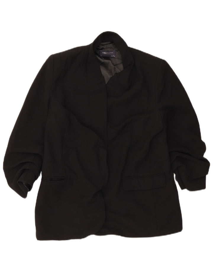 Marks & Spencer Womens Open Blazer Jacket UK 14 Large Black Polyester