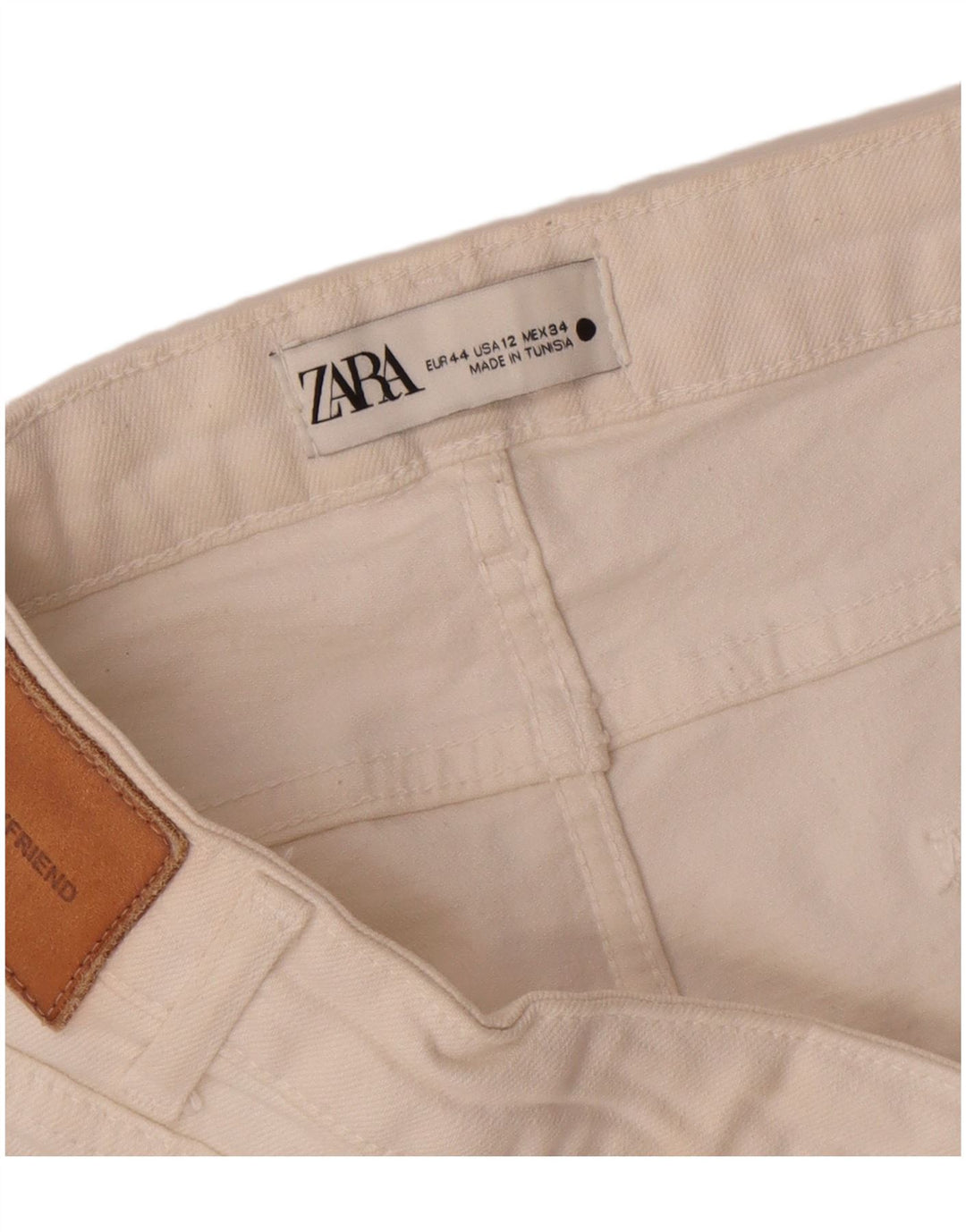 Zara Dame Distressed Straight Jeans EU 44 XL W34 L28 Hvid