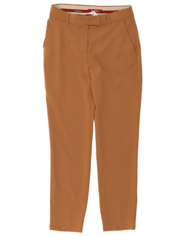Max Mara Dame Crop Suit Trousers UK 8 Small W30 L25 Beige Acetate