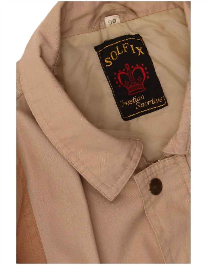 VINTAGE Mens Bomber Jacket UK 38 Medium Beige Colourblock Polyester
