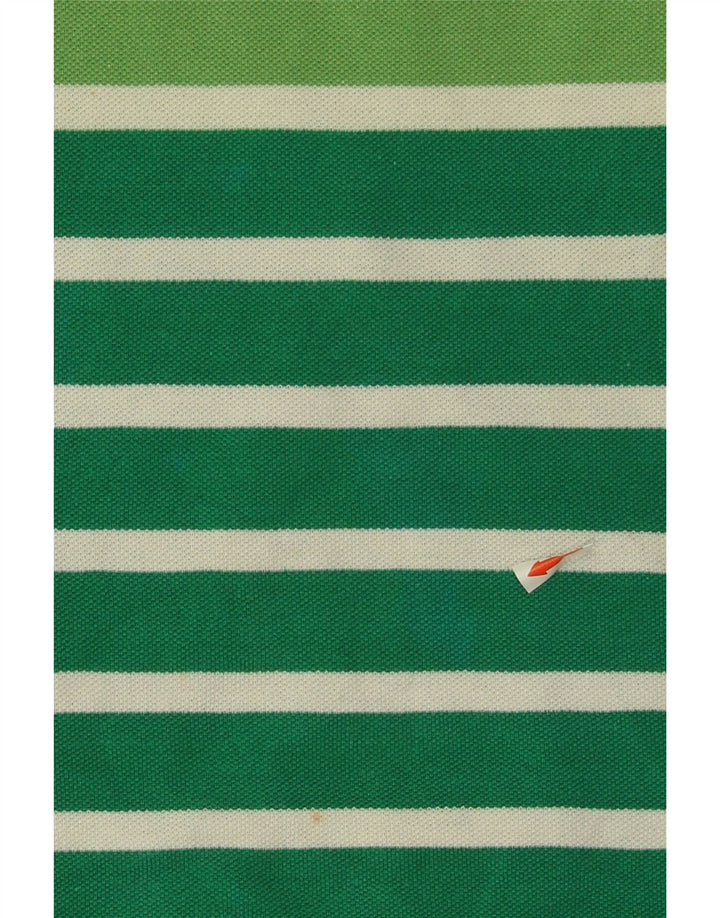 KAPPA Mens Polo Shirt Large Green Striped Cotton