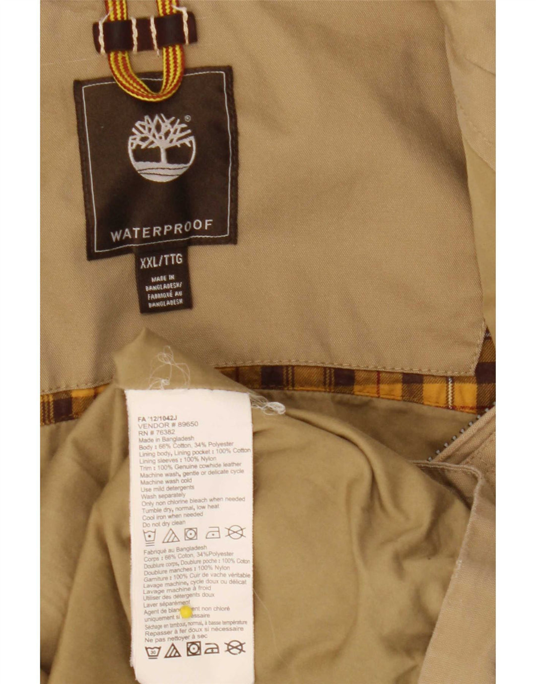 Timberland Herre Bomber Jacket UK 44 2XL Beige Bomuld