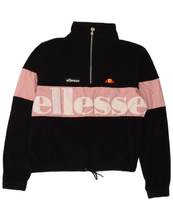 Ellesse Womens Oversized grafisk fleecetrøje UK 8 Small Black Colourblock