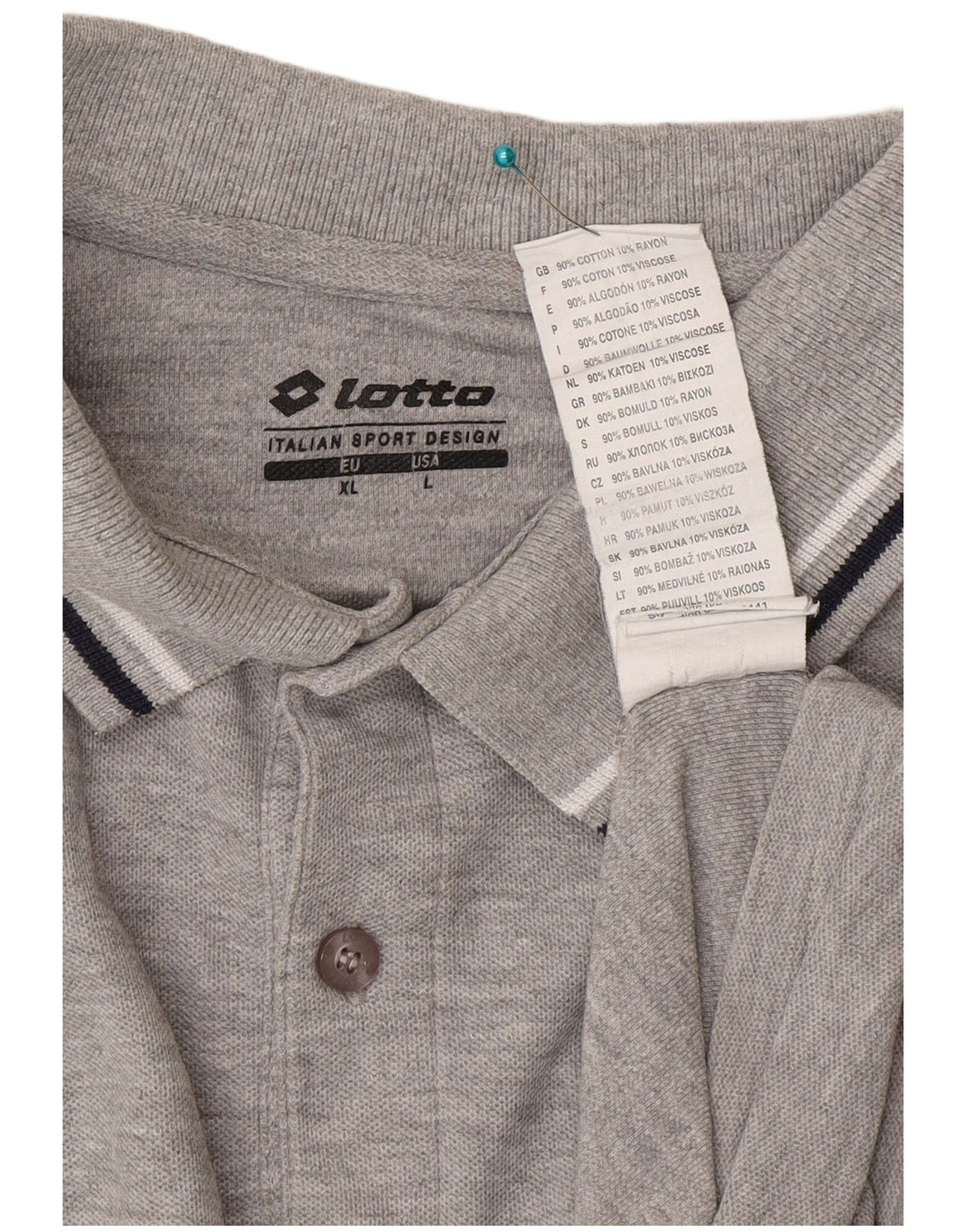 Lotto Herre Polo Shirt XL Grå Bomuld