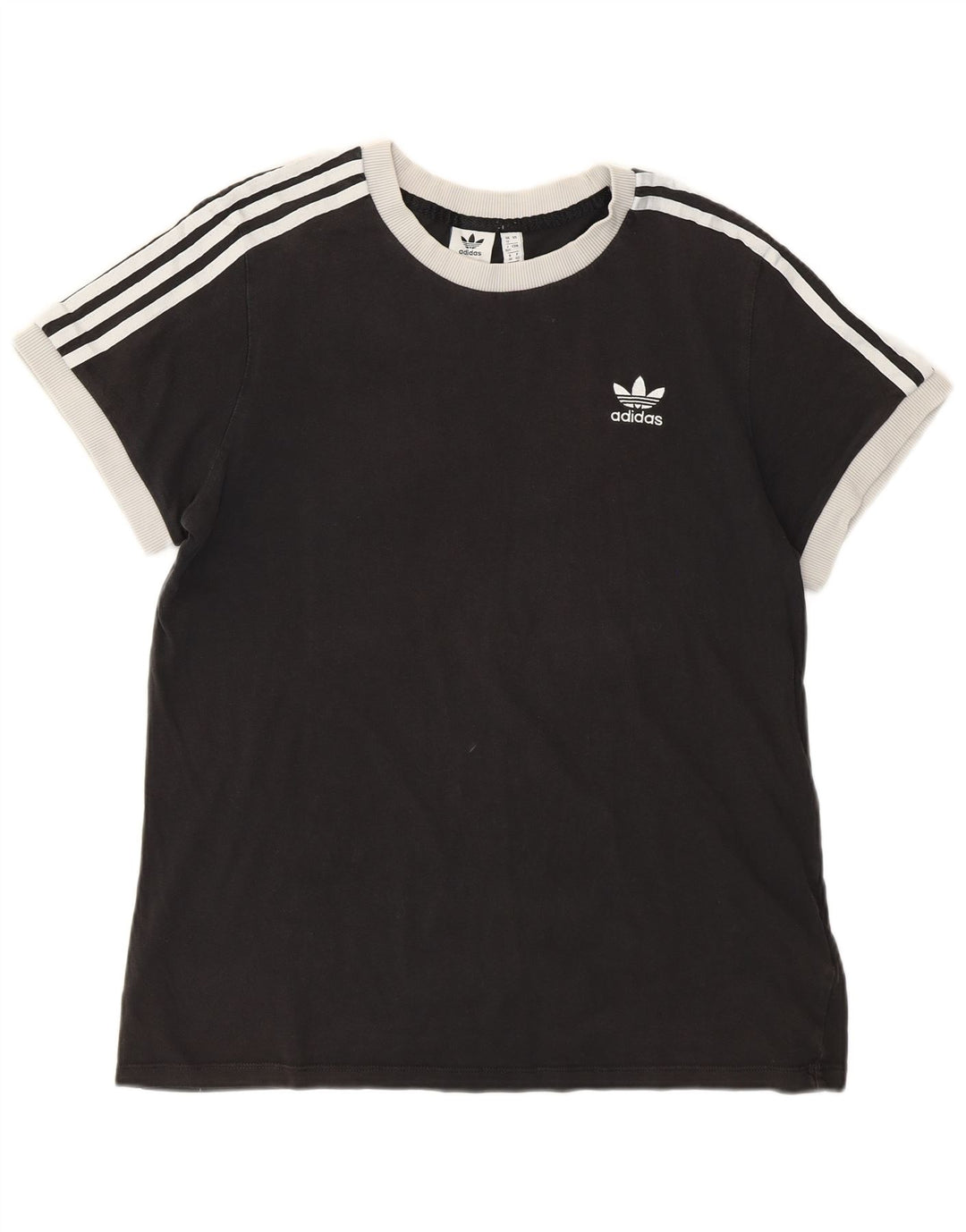 ADIDAS Grafisk T-shirt top til kvinder UK 12 Medium Sort bomuld
