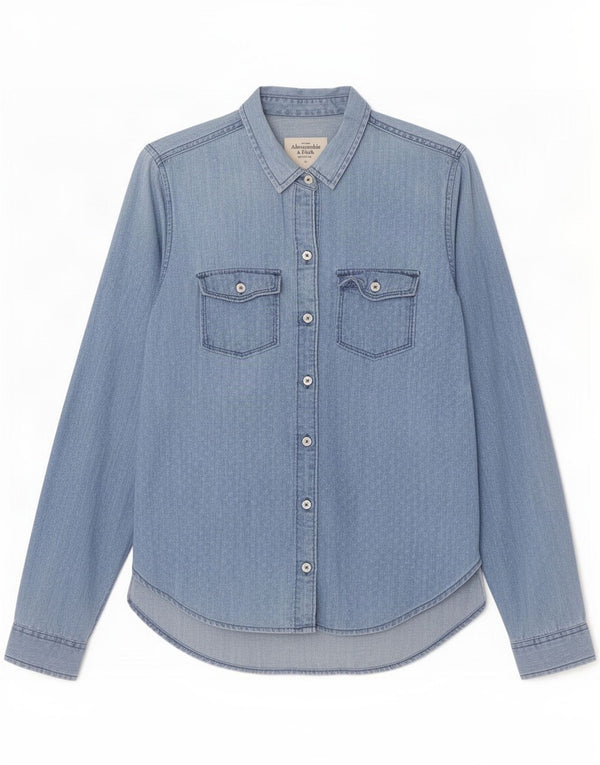 Abercrombie & Fitch Womens Shirt UK 14 Medium Blue Spotted Cotton