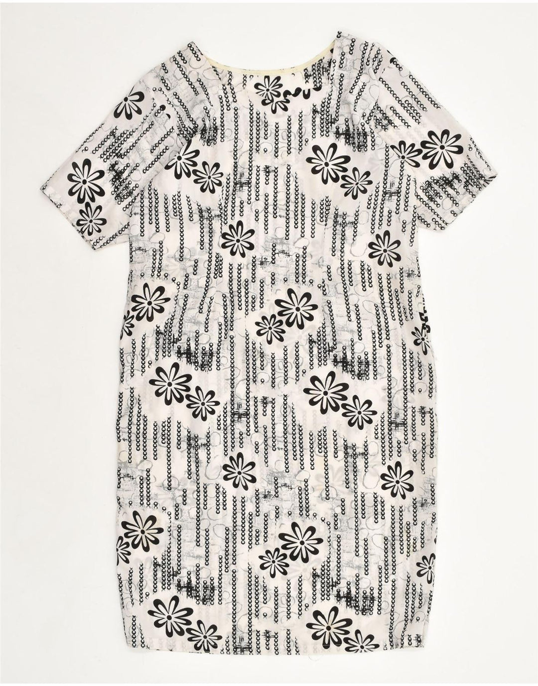 VINTAGE Womens See Through Shift Dress UK 14 Medium White Floral Polyester | Vintage Vintage | Thrift | Second-Hand Vintage | Used Clothing | Messina Hembry 
