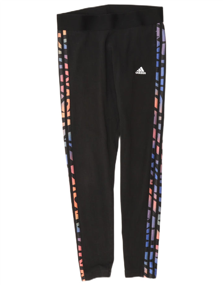 Adidas Dame Grafiske Leggings UK 12/14 Medium Sort Bomuld
