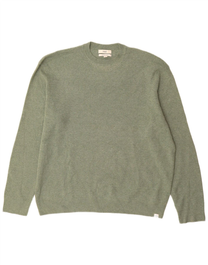 Marks & Spencer Herre sweater med rund hals 3XL grøn polyester