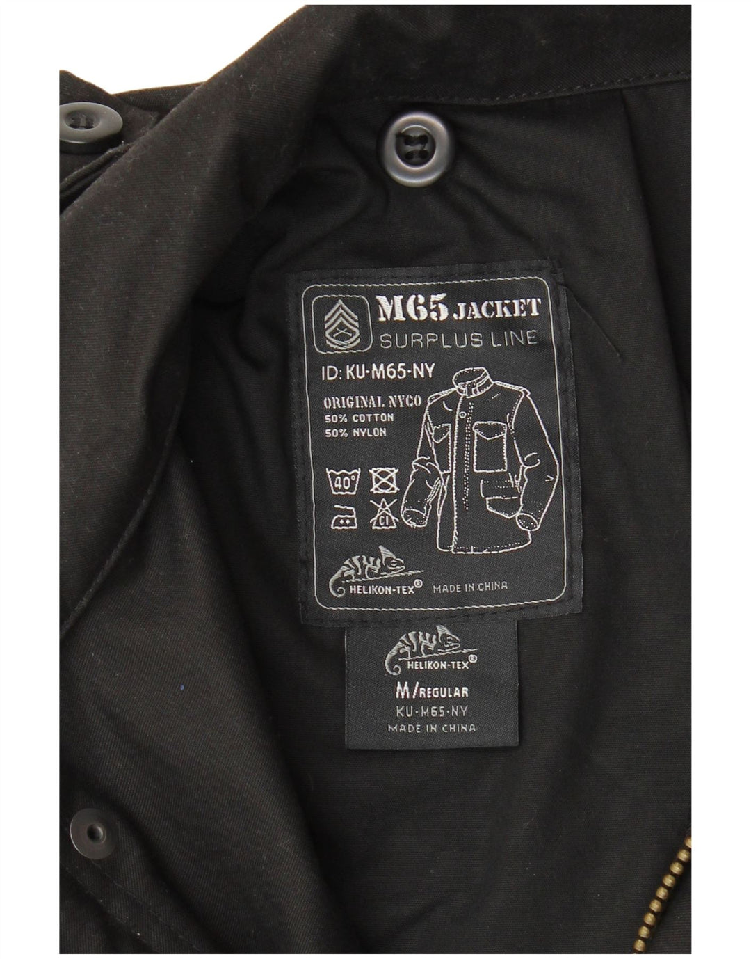 Vintage Herre Regular Fit Military Jacket UK 38 Medium Black Bomuld