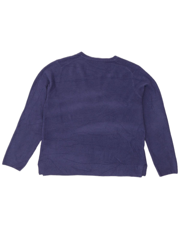 Marks & Spencer Dame V-hals sweater UK 14 Stor Blå Akryl