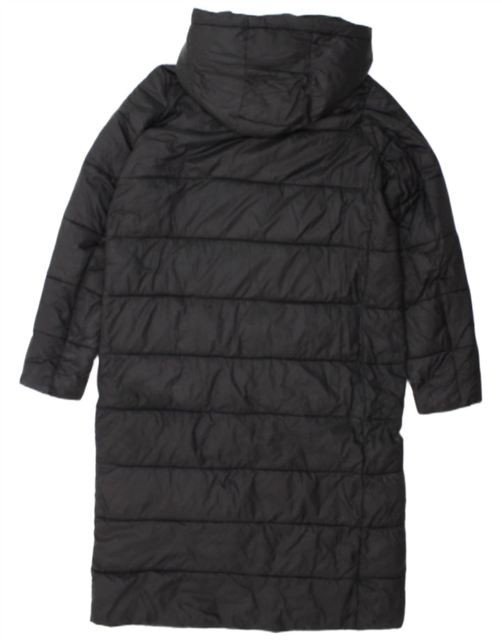 Zara Dame Hætte Polstret Frakke UK 14 Medium Sort Nylon