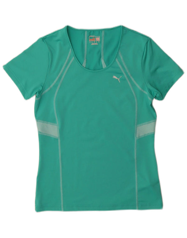 Puma T-Shirt Top UK 12 Medium Grøn Colourblock Polyester