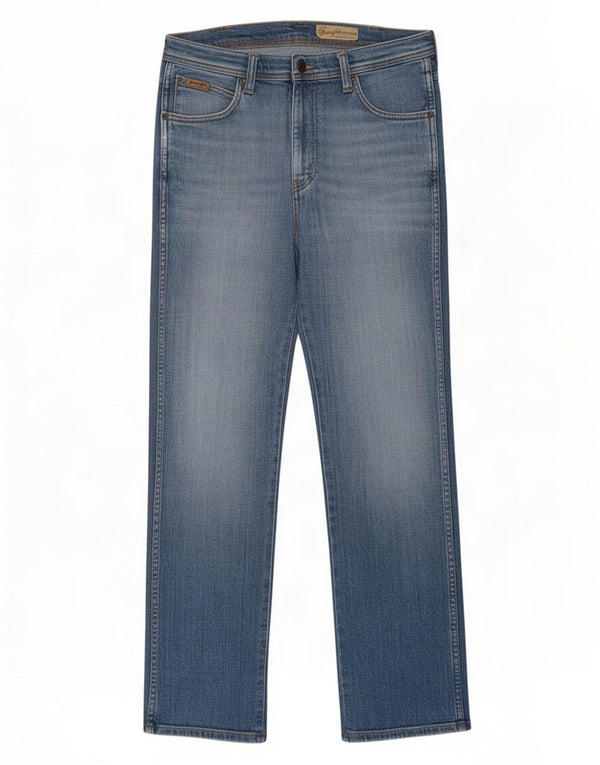 Wrangler Herre Arizona Stretch Straight Jeans W34 L32 Blå Bomuld