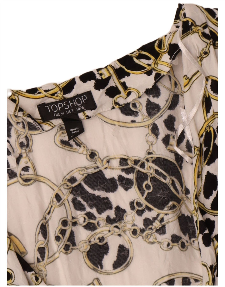 Topshop Kvinder Oversized Abstrakt Pattern Wrap Cardigan Top UK 6 XS Hvid