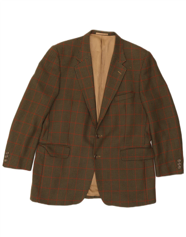 Gieves & Hawkes Herre 2-knaps blazerjakke UK 44 2XL Khaki Houndstooth