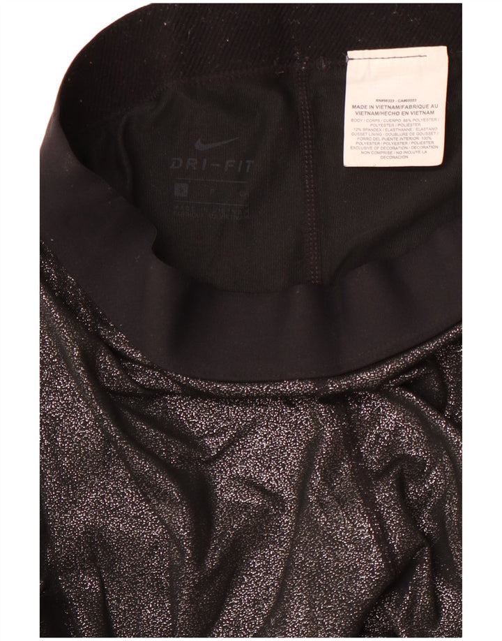 NIKE Dri Fit grafiske leggings til kvinder UK 8 Lille sort polyester