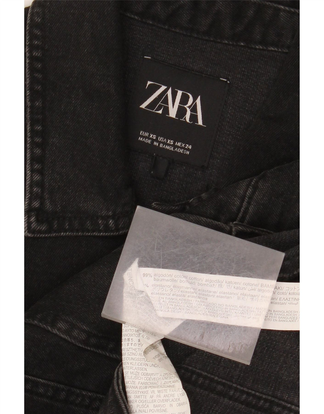 Zara Dame denimjakke UK 6 XS Sort Bomuld