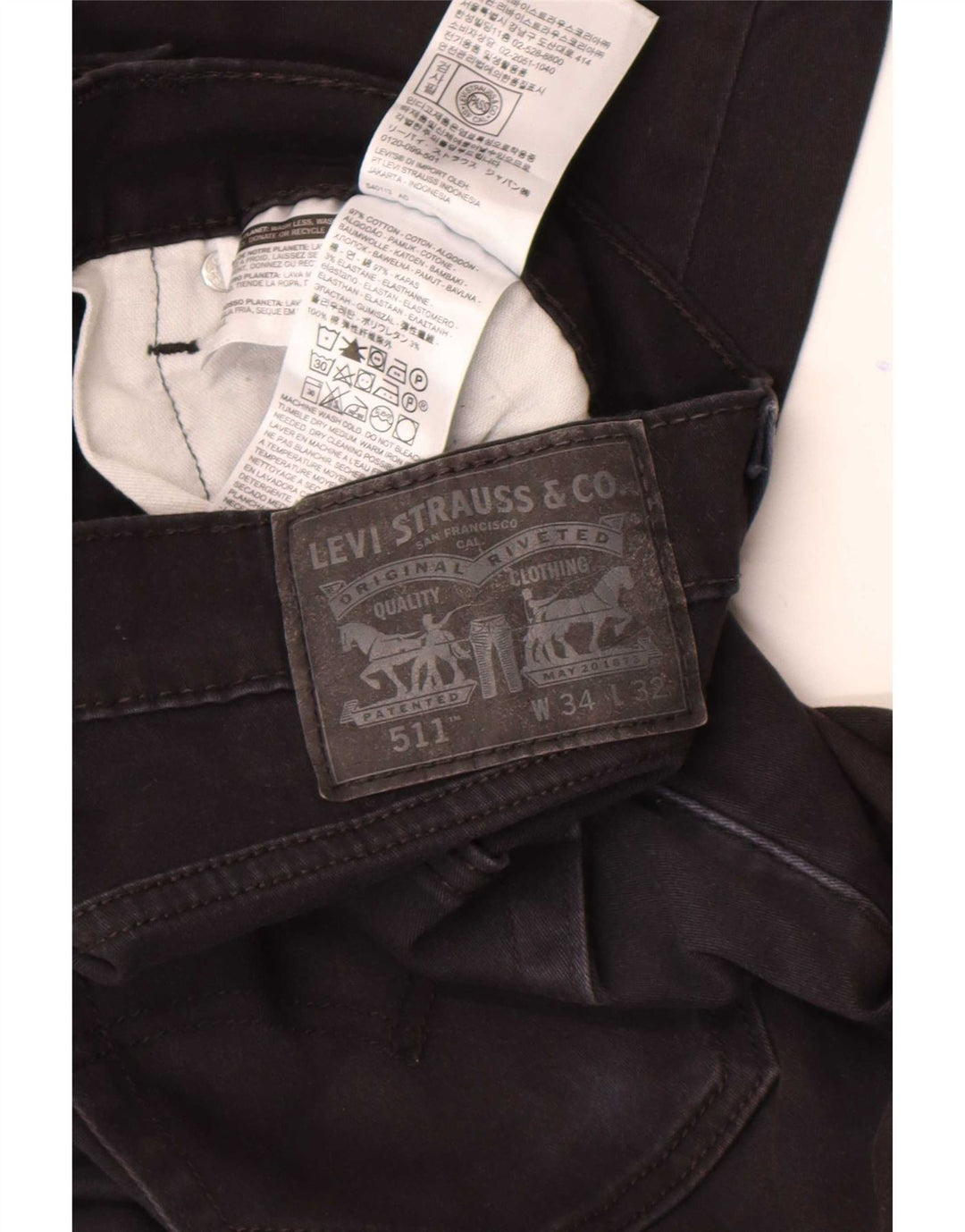 Levi's Herre 511 Slim Jeans W34 L32 Sort Bomuld