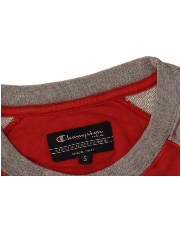 Champion Herre Grafisk Sweatshirt Jumper Lille Rød Colourblock