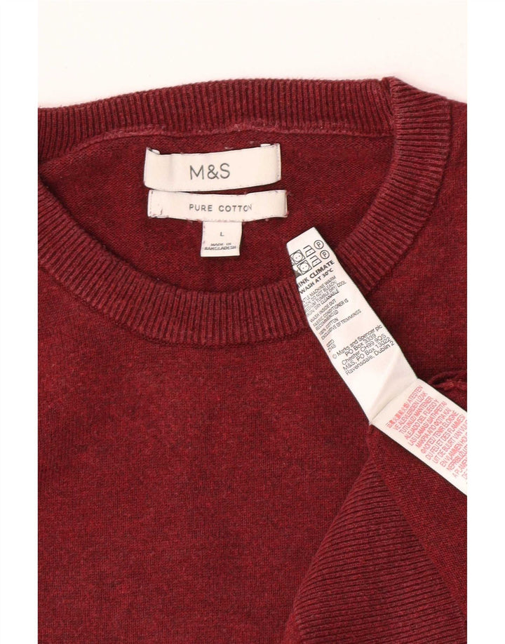 Marks & Spencer Herre sweater med rund hals, stor Bourgogne bomuld