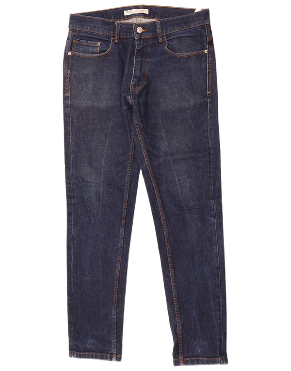 Zara Herre Slim Jeans EU 42 Large W32 L31 Marineblå Bomuld