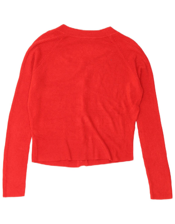 MARKS & SPENCER Womens Crop Cardigan Sweater UK 12 Medium Red Acryl