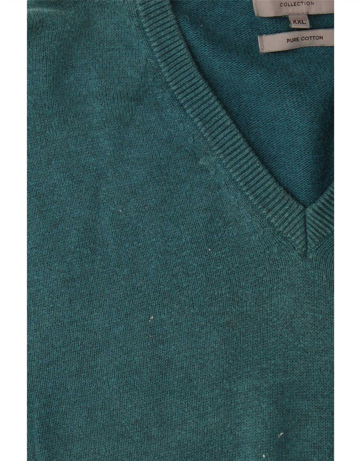 Marks & Spencer Herre V-hals sweater 2XL Blå Bomuld