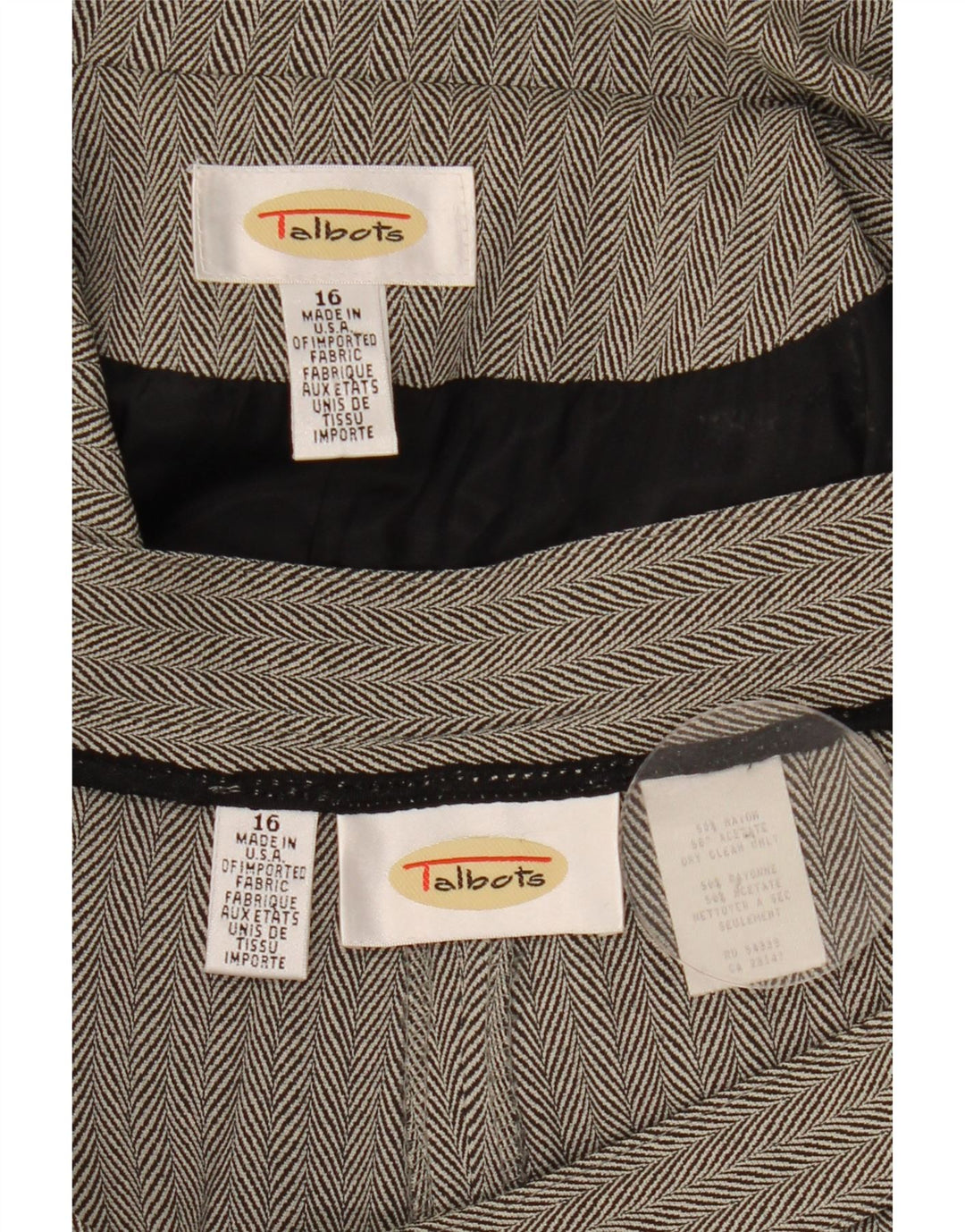 Talbots Kvinder 2-knap 2-delt sæt UK 16 Large W34 L30 Grey Sildeben