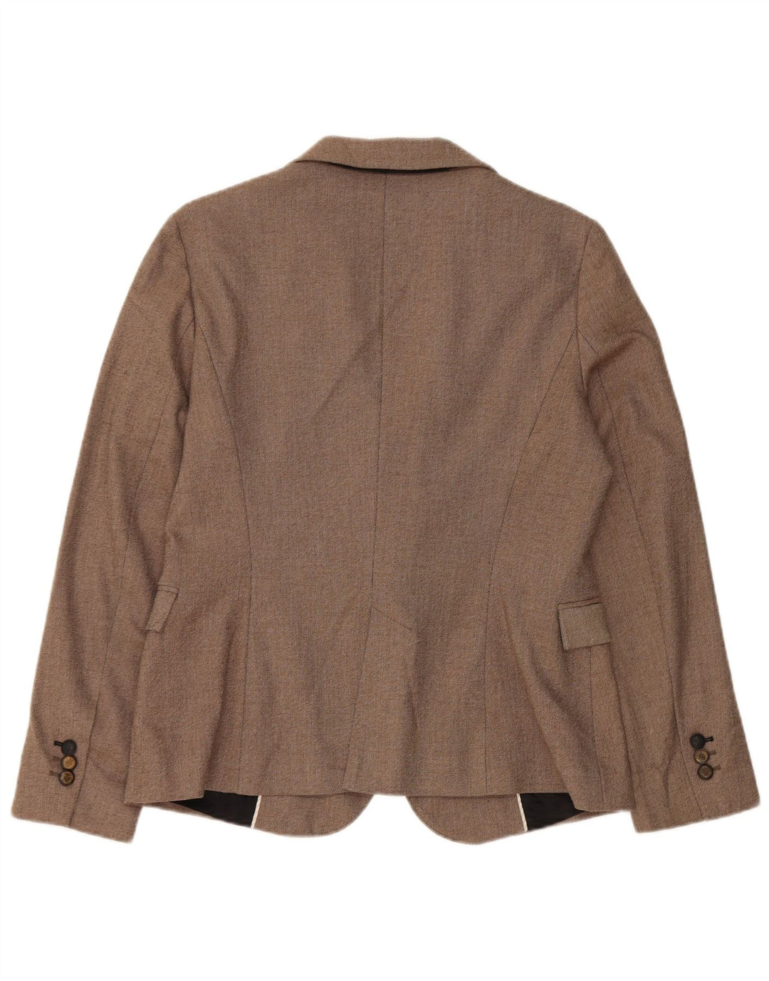Zara Dame 1 Knap Blazer Jacket UK 14 Stor Brun Polyester