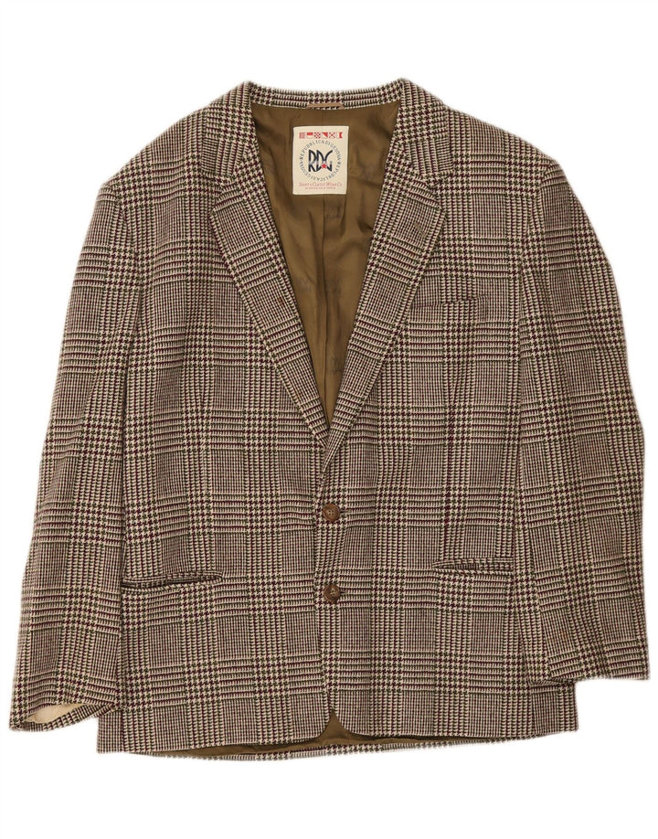 Vintage blazerjakke til mænd IT 52 XL Burgundy Houndstooth Uld