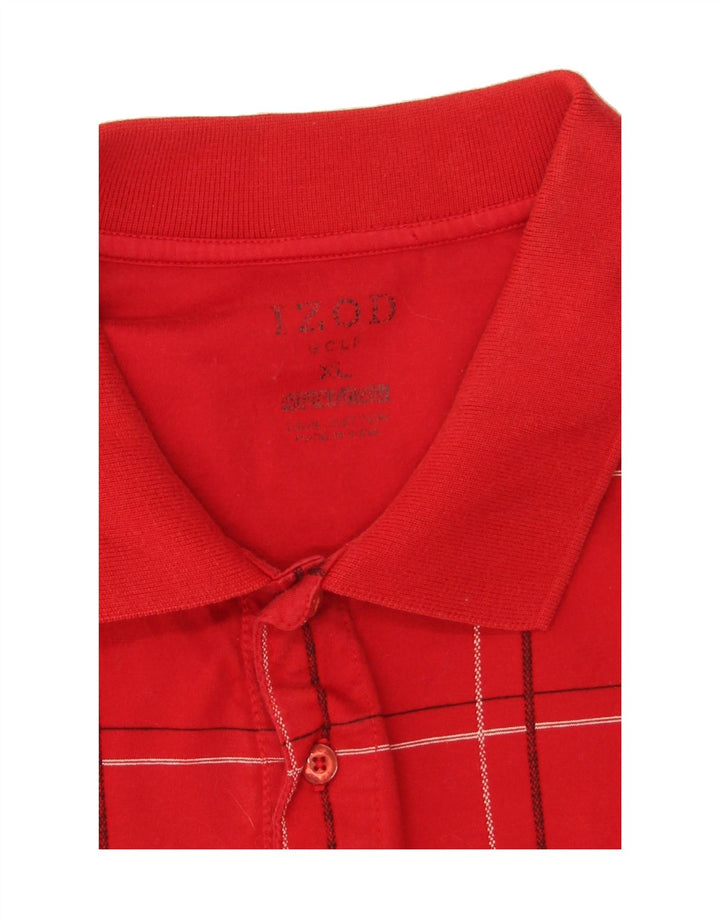 IZOD Mens Golf Polo Shirt XL Red Check Cotton Vintage Izod and Second-Hand Izod from Messina Hembry 
