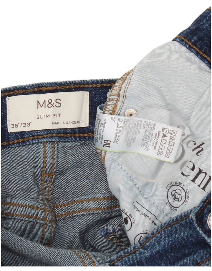 Marks & Spencer Herre Slim Jeans W36 L33 Blå Bomuld