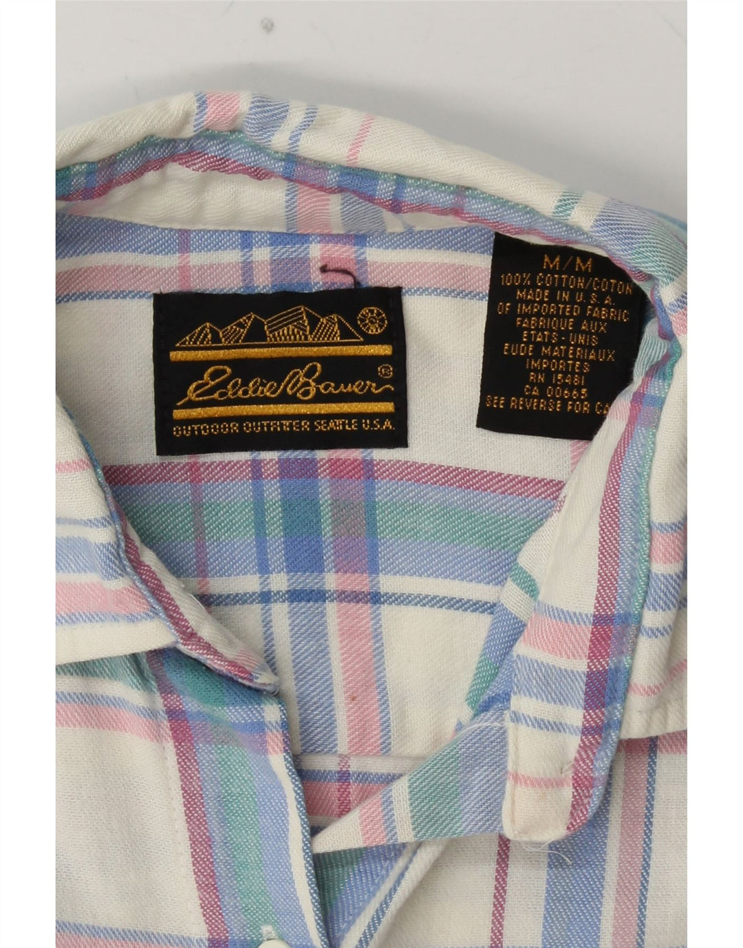 EDDIE BAUER Flanelskjorte til kvinder UK 14 Medium Blue Ternet Bomuld