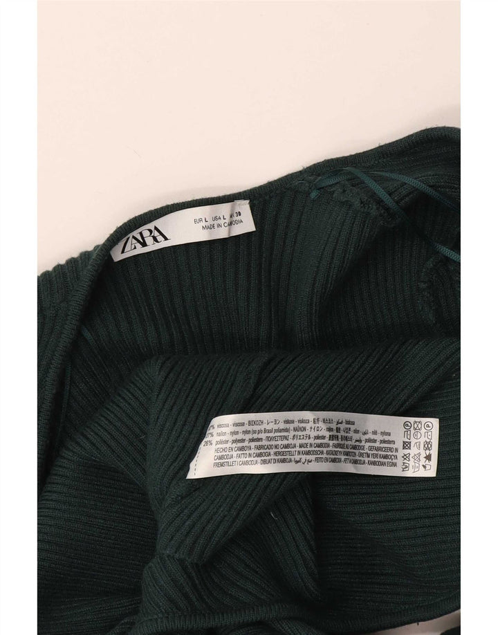 Zara Womens Wrap Cardigan Top UK 14 Large Green Viscose