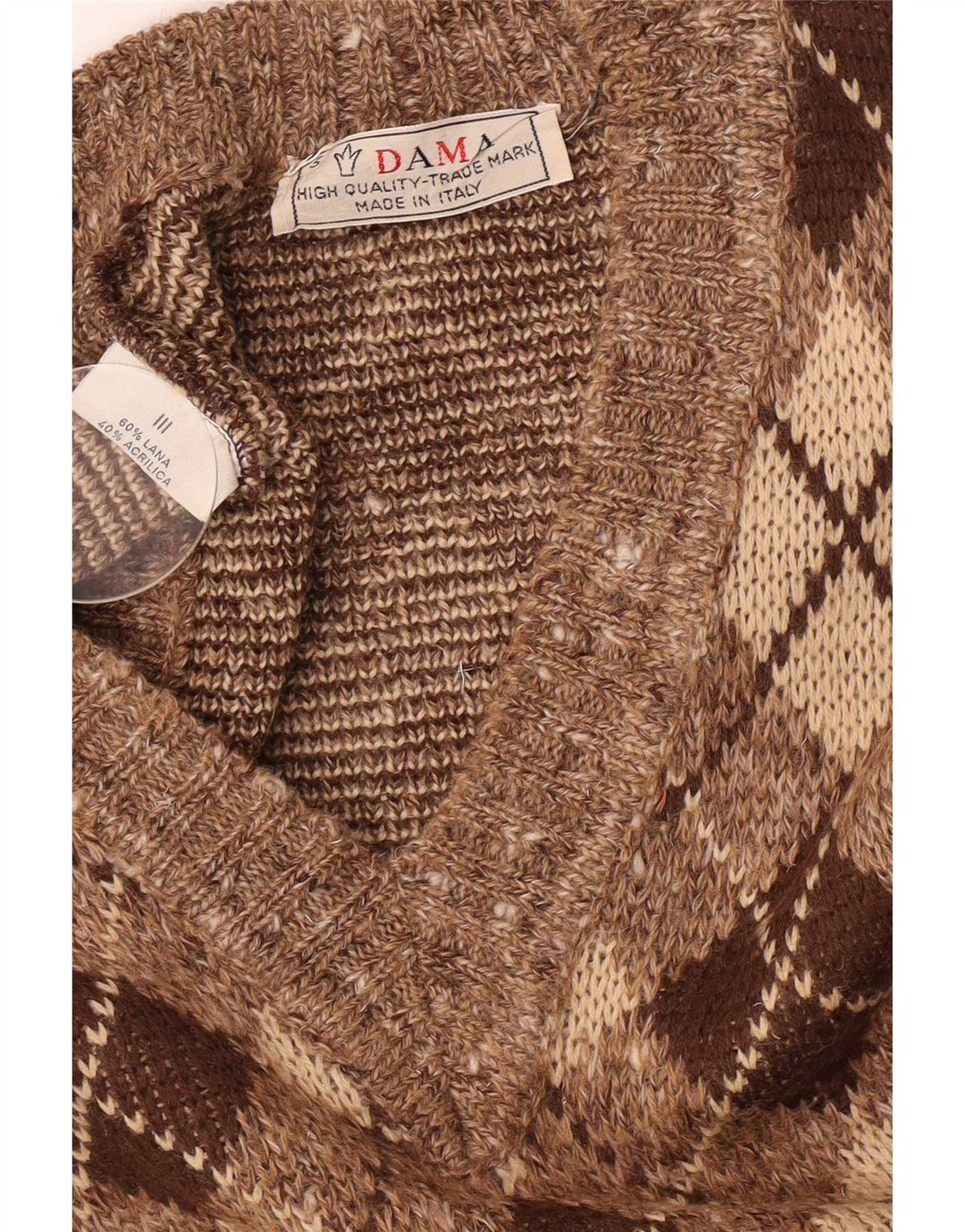 Dama Vest Tank Top Lille Brun Argyle/Diamant Wool