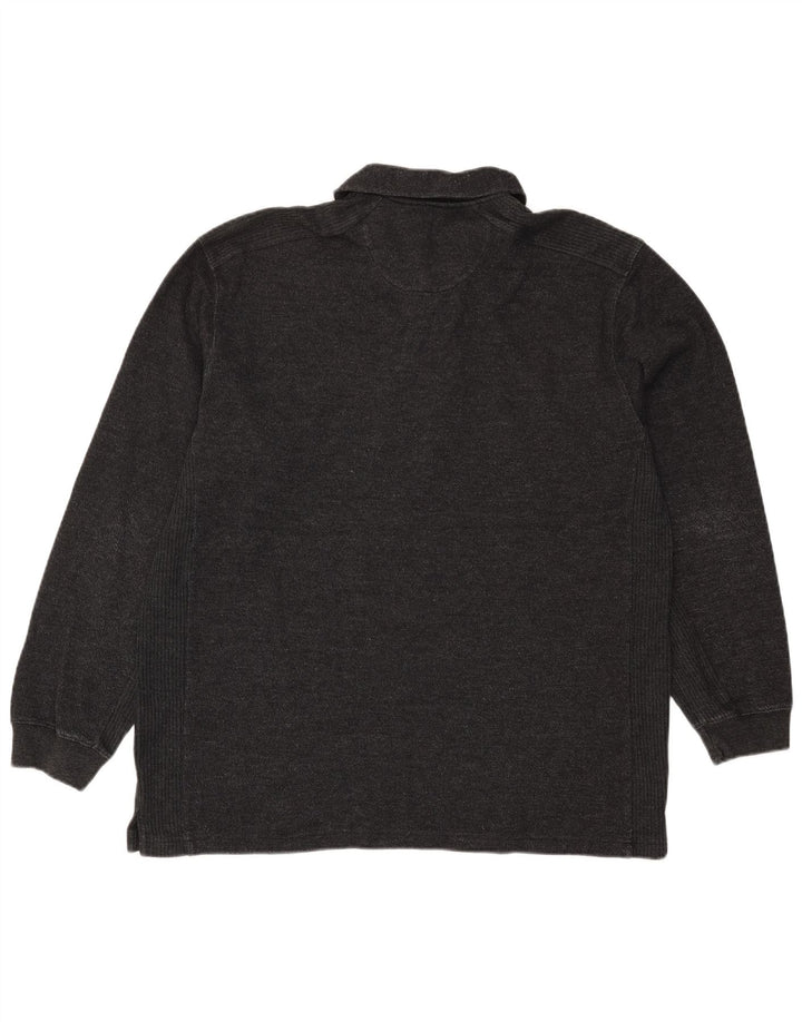 IZOD Langærmet poloshirt til mænd XL sort bomuld