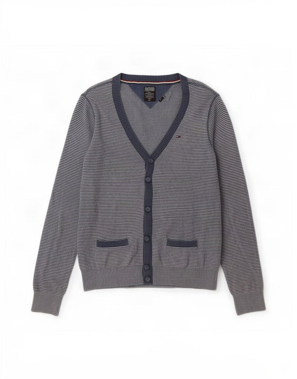 Tommy Hilfiger Herre Cardigan Sweater Lille Marineblå Nålestribet bomuld